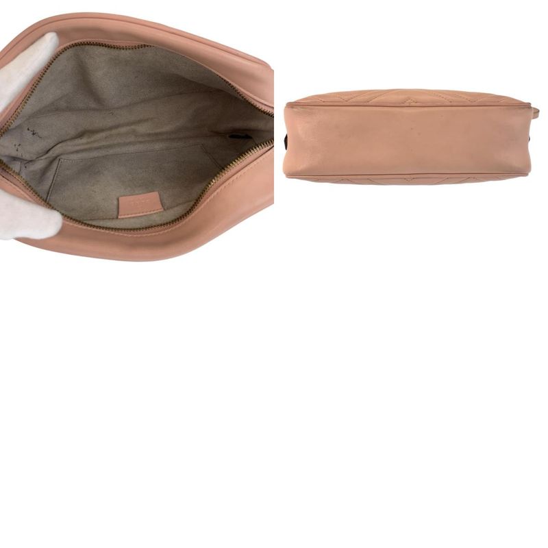 Gucci GG Marmont Pink Gold Leather Shoulder Bag Pochette