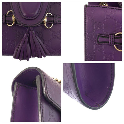 Guccissima Horsebit Emily Purple Leather Chain Shoulder Bag