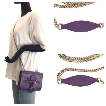 Guccissima Horsebit Emily Purple Leather Chain Shoulder Bag
