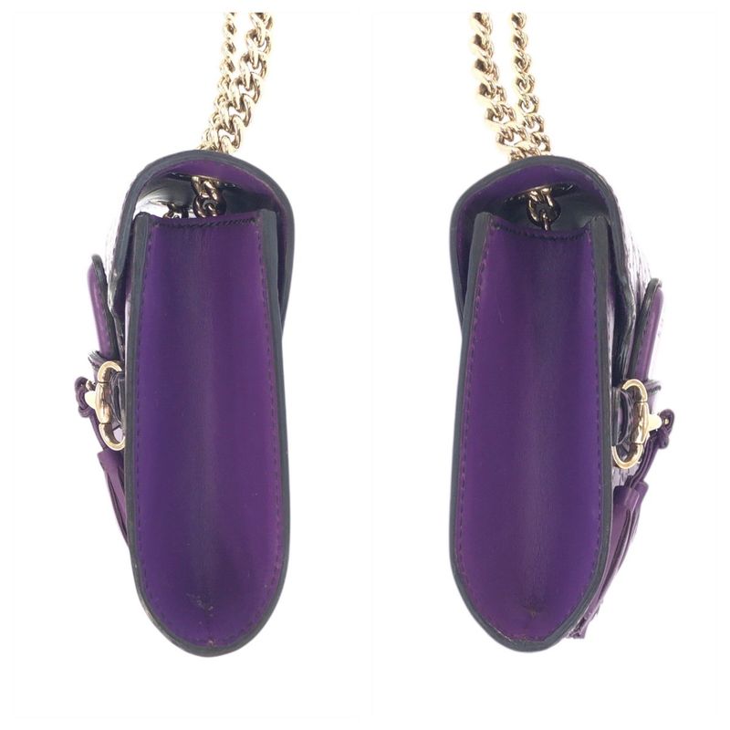 Guccissima Horsebit Emily Purple Leather Chain Shoulder Bag