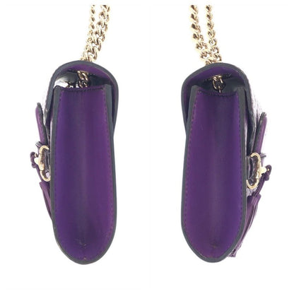 Guccissima Horsebit Emily Purple Leather Chain Shoulder Bag