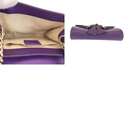 Guccissima Horsebit Emily Purple Leather Chain Shoulder Bag
