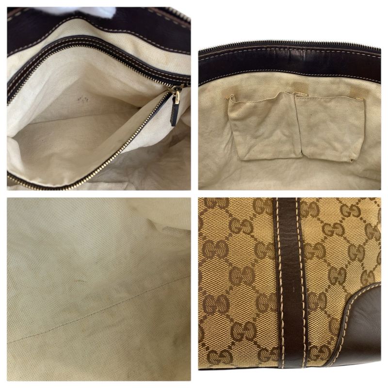 Gucci Brea Brown Beige Gold GG Canvas Leather Tote