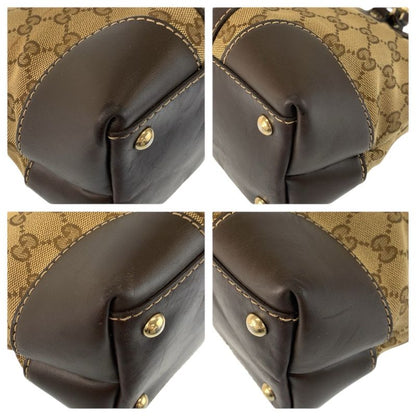 Gucci Brea Brown Beige Gold GG Canvas Leather Tote