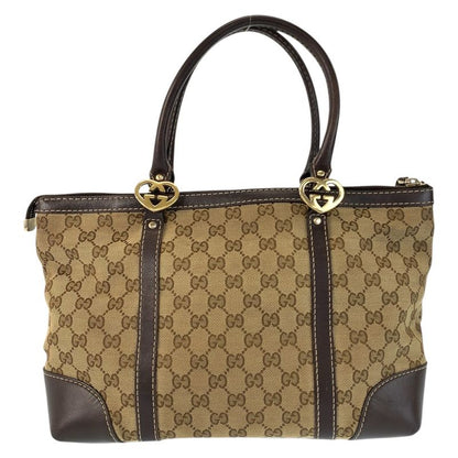 Gucci Brea Brown Beige Gold GG Canvas Leather Tote