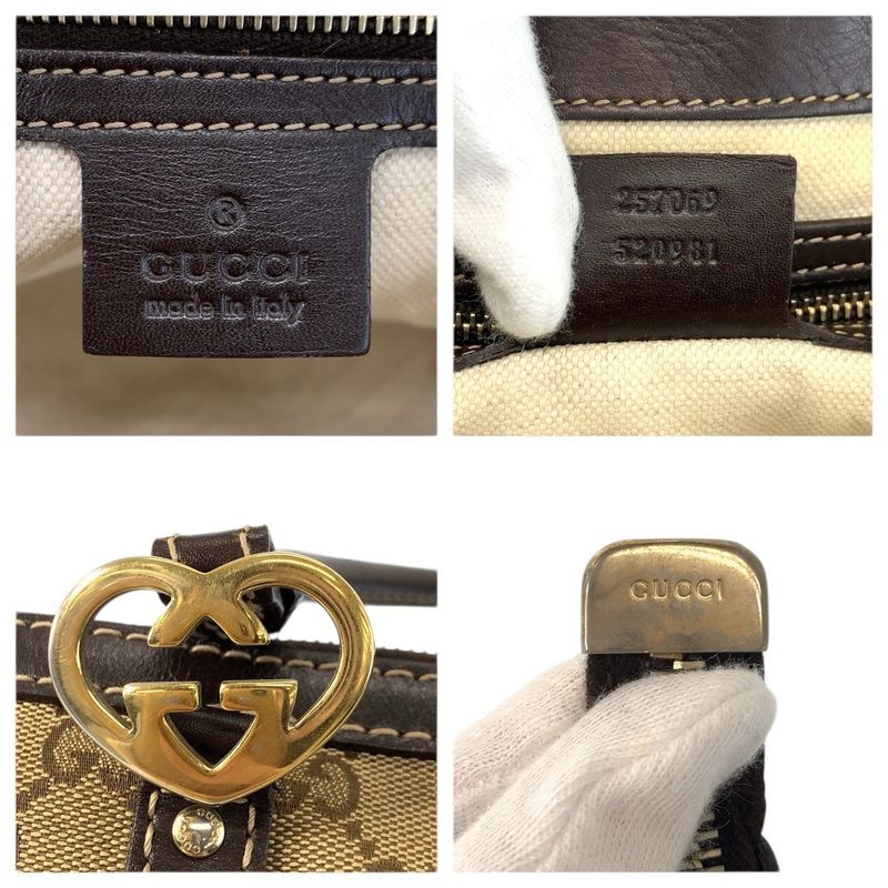 Gucci Brea Brown Beige Gold GG Canvas Leather Tote
