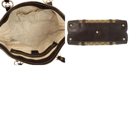 Gucci Brea Brown Beige Gold GG Canvas Leather Tote