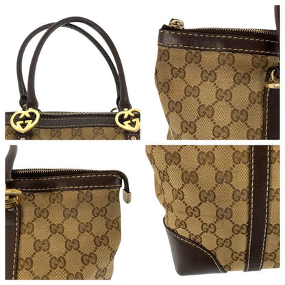 Gucci Brea Brown Beige Gold GG Canvas Leather Tote