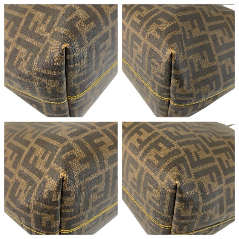 Fendi Zucca Brown Yellow Gold Tote Shoulder Bag