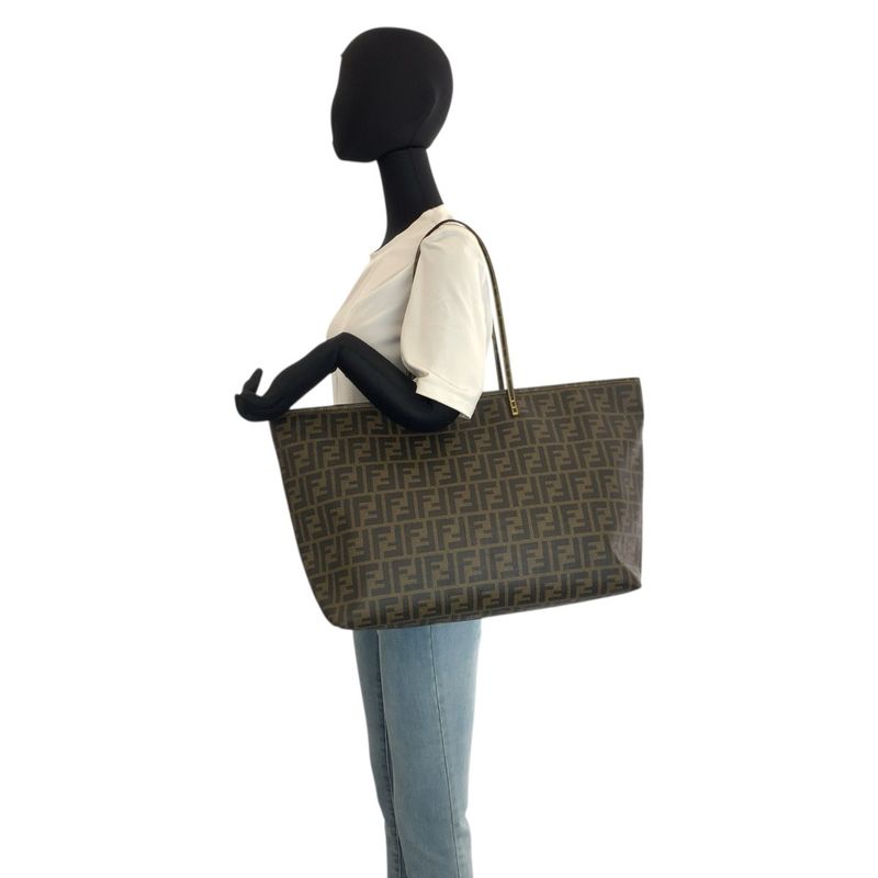 Fendi Zucca Brown Yellow Gold Tote Shoulder Bag