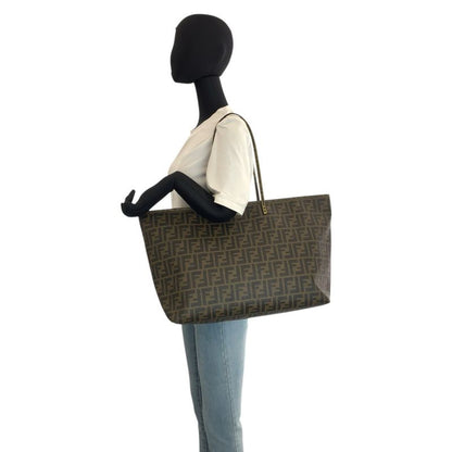 Fendi Zucca Brown Yellow Gold Tote Shoulder Bag