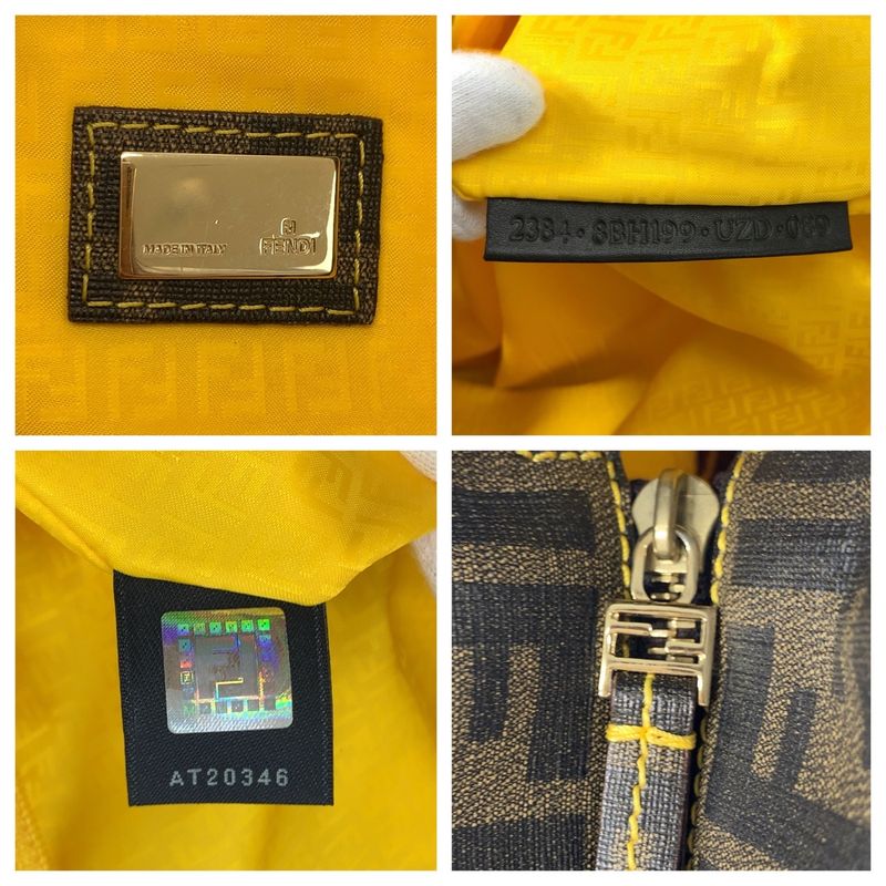 Fendi Zucca Brown Yellow Gold Tote Shoulder Bag
