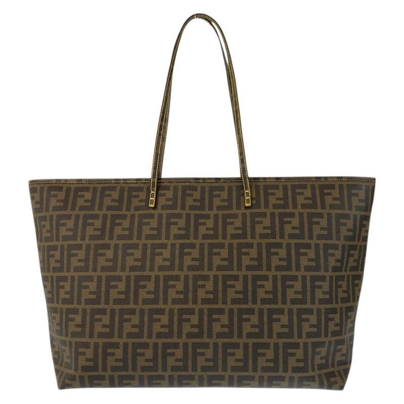 Fendi Zucca Brown Yellow Gold Tote Shoulder Bag