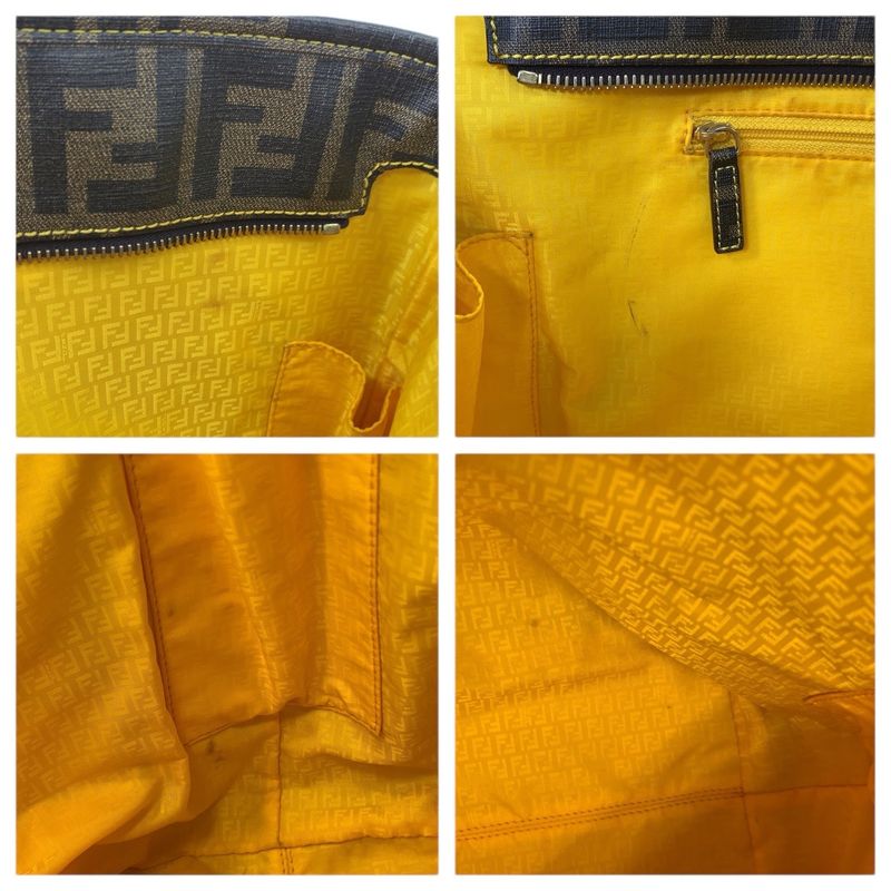 Fendi Zucca Brown Yellow Gold Tote Shoulder Bag