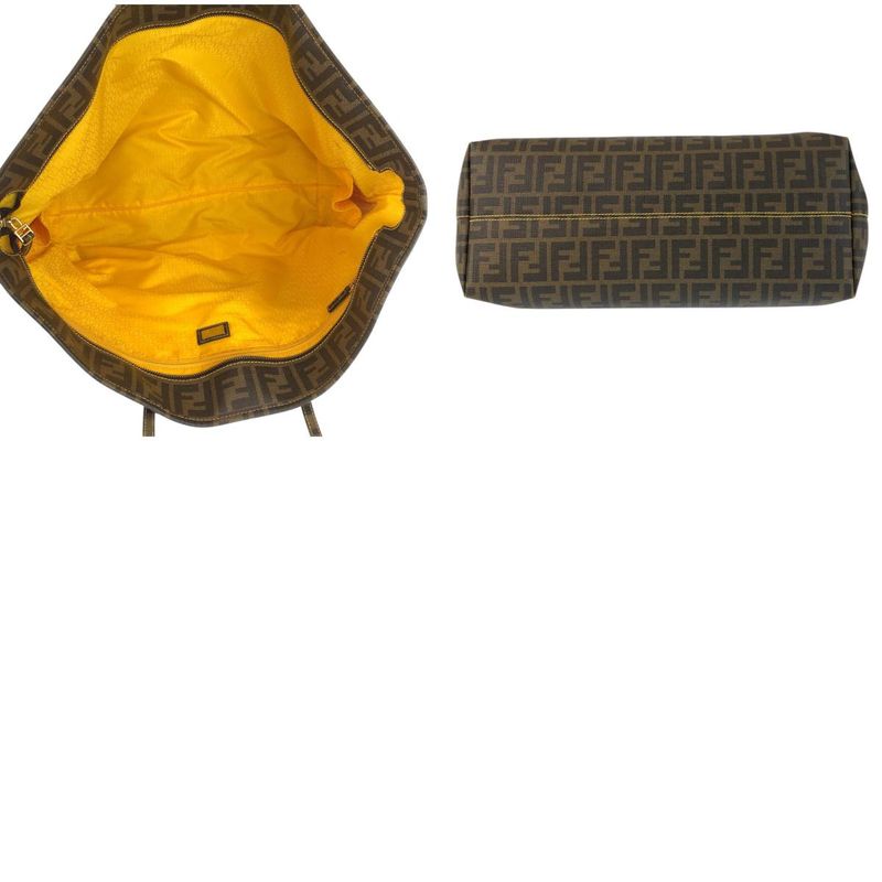 Fendi Zucca Brown Yellow Gold Tote Shoulder Bag