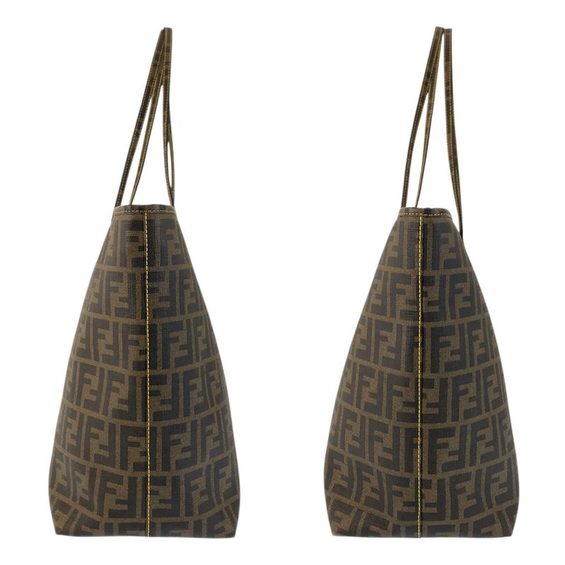 Fendi Zucca Brown Yellow Gold Tote Shoulder Bag
