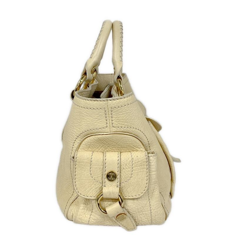 Celine Handbag Boogie Bag Ivory Leather