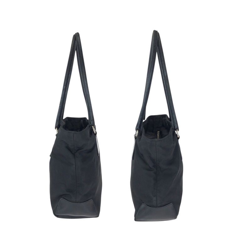 Prada Tessuto Black Silver Nylon Leather Tote Shoulder Bag