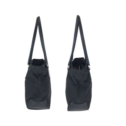 Prada Tessuto Black Silver Nylon Leather Tote Shoulder Bag