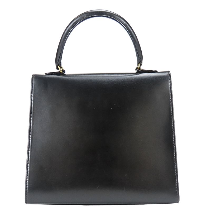 Celine Handbag Ganchini Leather Black Gold Chain