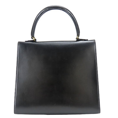 Celine Handbag Ganchini Leather Black Gold Chain
