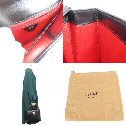 Celine Handbag Ganchini Leather Black Gold Chain