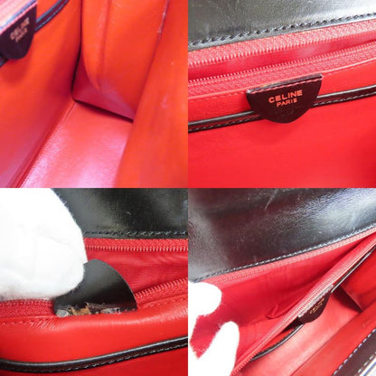 Celine Handbag Ganchini Leather Black Gold Chain