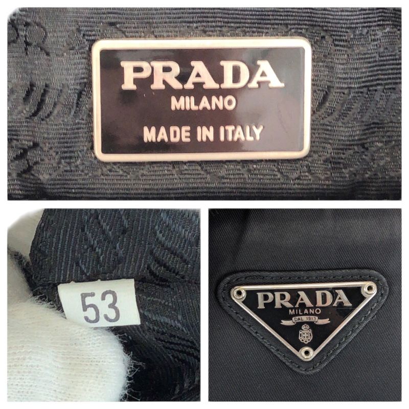 Prada Tessuto Black Silver Nylon Tote Shoulder Bag