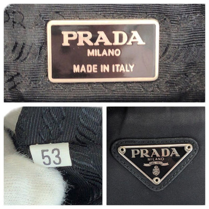 Prada Tessuto Black Silver Nylon Tote Shoulder Bag