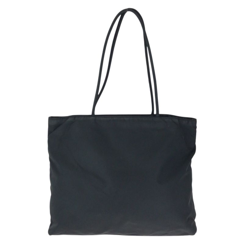 Prada Tessuto Black Silver Nylon Tote Shoulder Bag