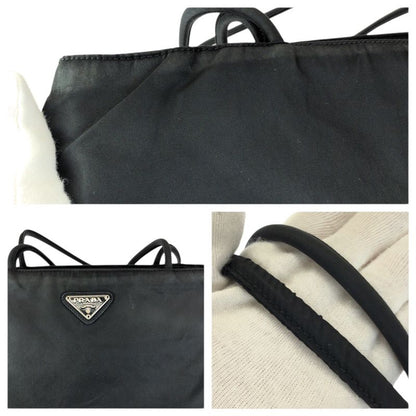 Prada Tessuto Black Silver Nylon Tote Shoulder Bag