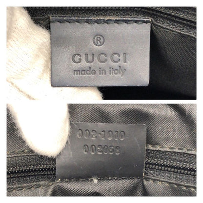 Gucci Bamboo GG Pattern Black Silver Nylon 002 Tote