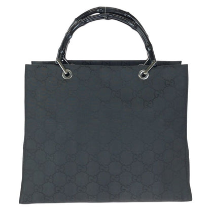 Gucci Bamboo GG Pattern Black Silver Nylon 002 Tote