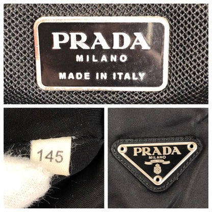 Prada Tessuto Black Silver Nylon Leather Tote Shoulder Bag