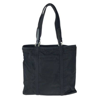 Prada Tessuto Black Silver Nylon Leather Tote Shoulder Bag