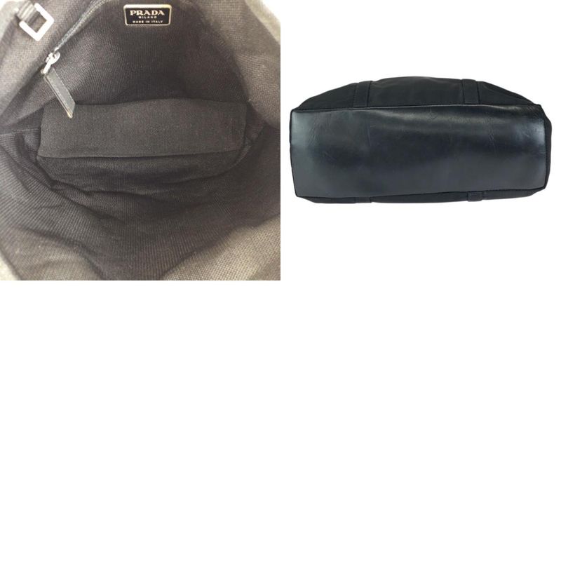 Prada Tessuto Black Silver Nylon Leather Tote Shoulder Bag