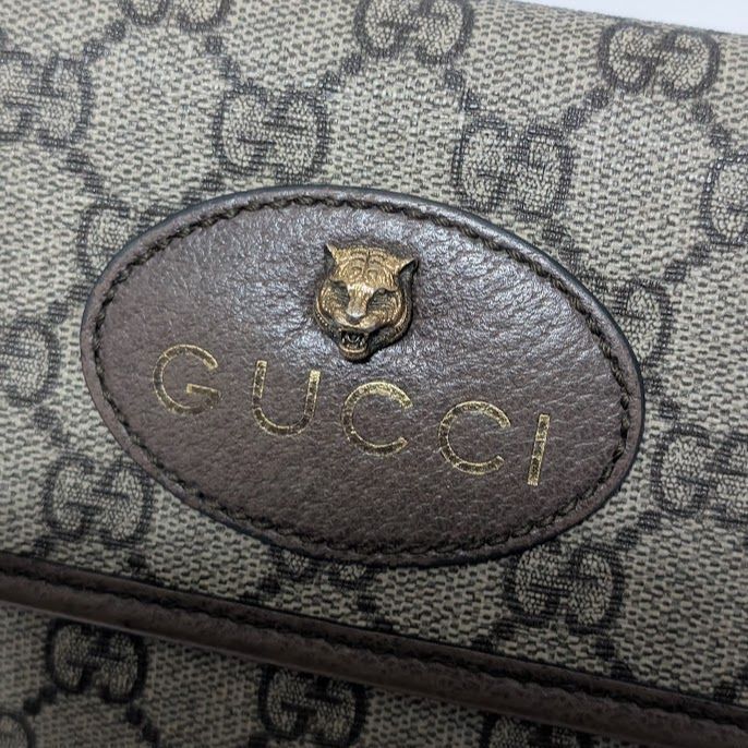Gucci GG Supreme Neo Vintage Taiga Head Belt Bag Waist Pouch Brown