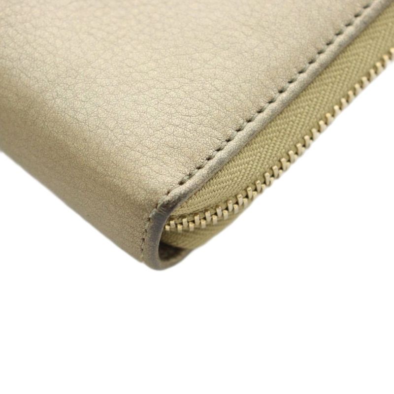 Gucci Interlocking Wallet Zip Around Coin Purse Leather Gold