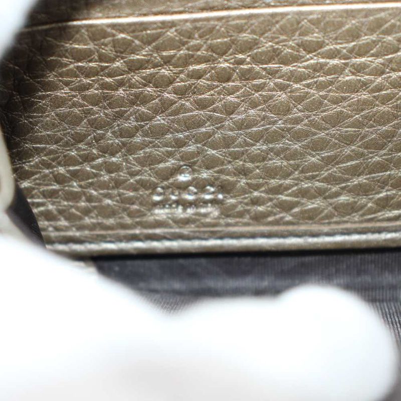 Gucci Interlocking Wallet Zip Around Coin Purse Leather Gold