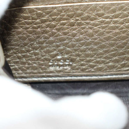 Gucci Interlocking Wallet Zip Around Coin Purse Leather Gold