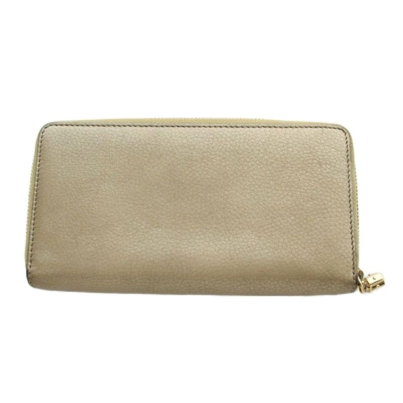 Gucci Interlocking Wallet Zip Around Coin Purse Leather Gold