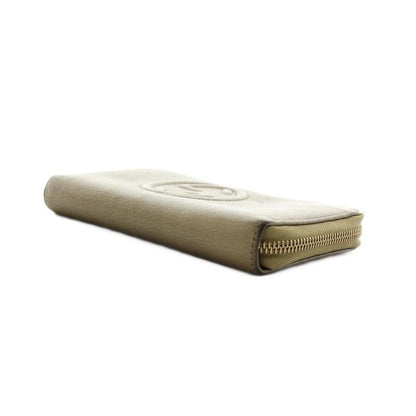 Gucci Interlocking Wallet Zip Around Coin Purse Leather Gold