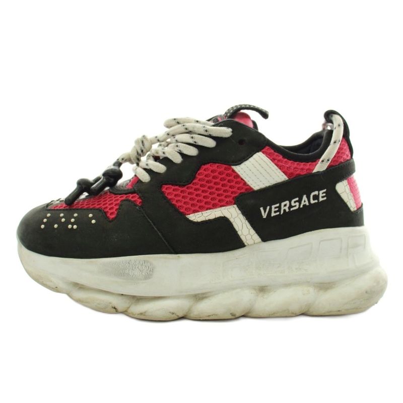 Versace Chain Reaction Sneakers Shoes Thick Sole 36 Multicolor Pink Black White