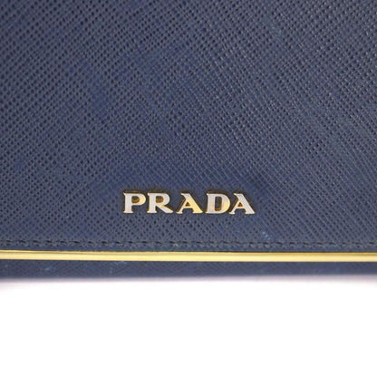 Prada Wallet Bifold Saffiano Leather Navy Blue TK