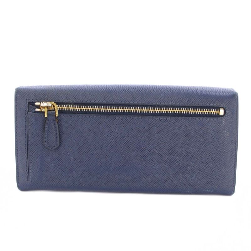 Prada Wallet Bifold Saffiano Leather Navy Blue TK