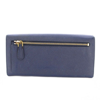 Prada Wallet Bifold Saffiano Leather Navy Blue TK