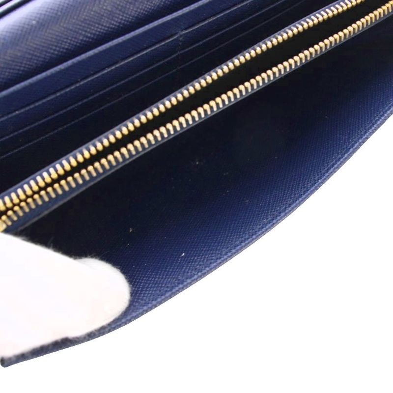 Prada Wallet Bifold Saffiano Leather Navy Blue TK