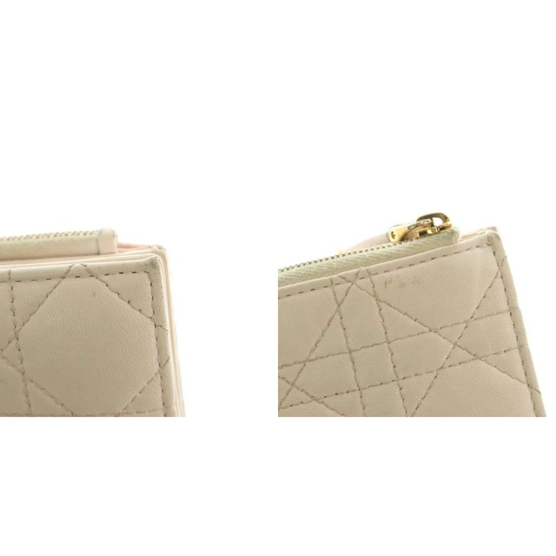 Dior le Jolie Dahlia Wallet Bifold Coin Purse Cannage Stitching Light Pink