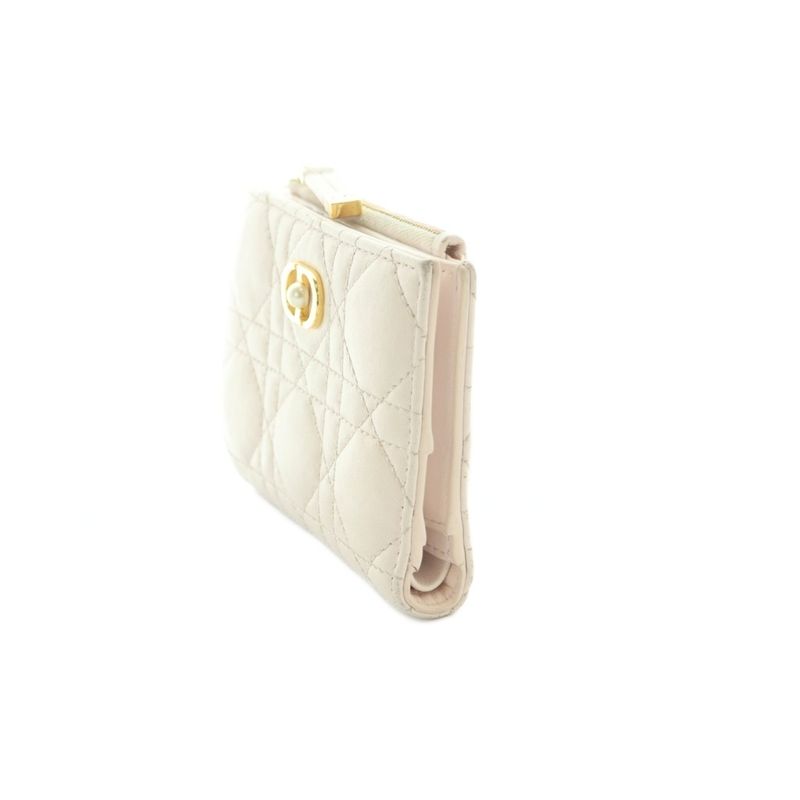 Dior le Jolie Dahlia Wallet Bifold Coin Purse Cannage Stitching Light Pink