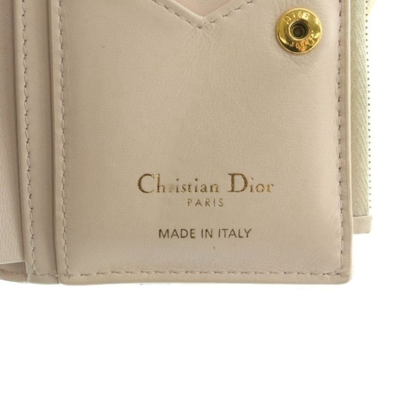 Dior le Jolie Dahlia Wallet Bifold Coin Purse Cannage Stitching Light Pink